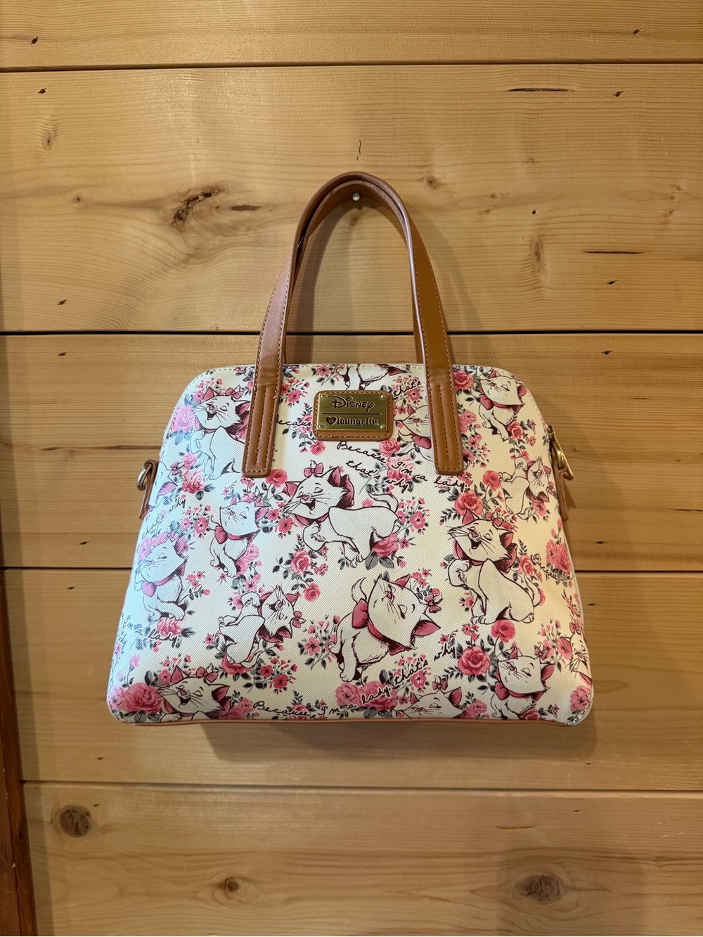 LOUNGEFLY'S ARISTOCATS MARIE FLORAL ALL OVER PRINT FAUX LEATHER BAG